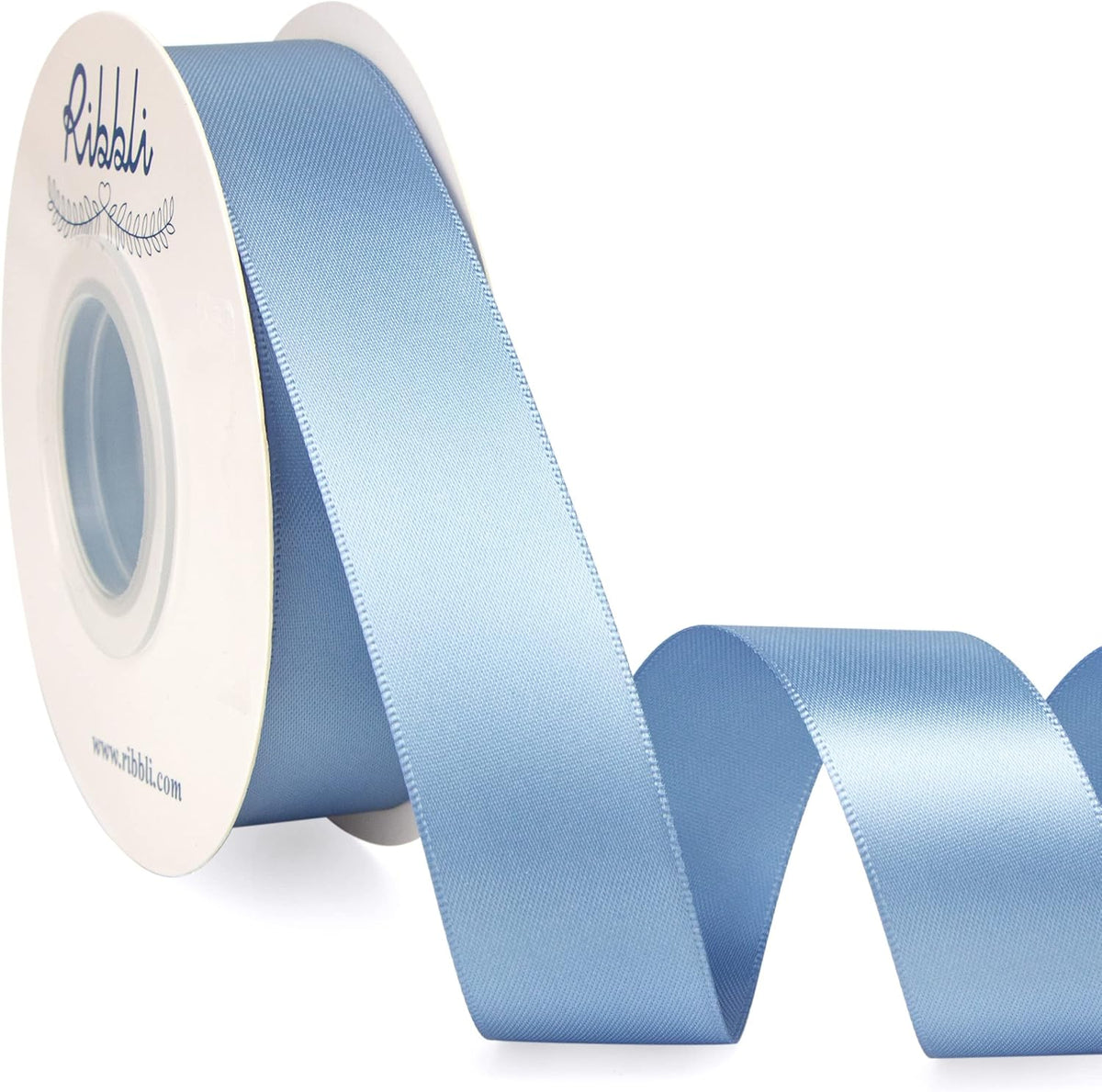 Ribbli Dusty Blue Satin Ribbon,Double Faced Satin 1 inch x Continuous 25 Yards,Use for Bows