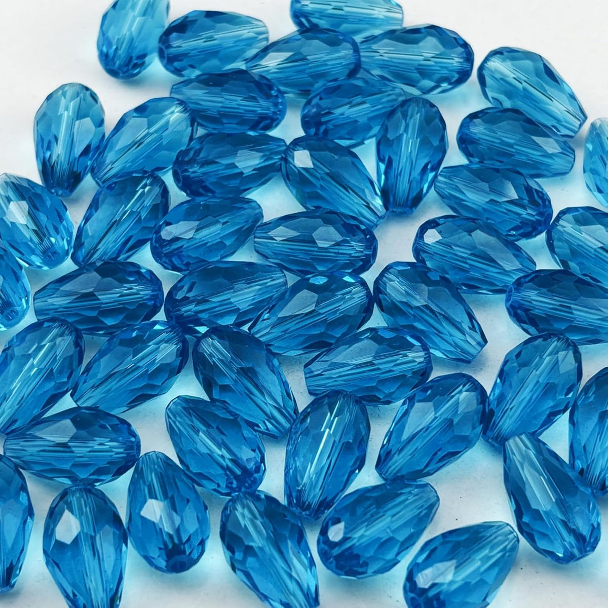 100pcs 8x12mm Teardrop Crystal Glass Beads for Jewelry Making, Faceted Vertical Hole Teardrop Glass