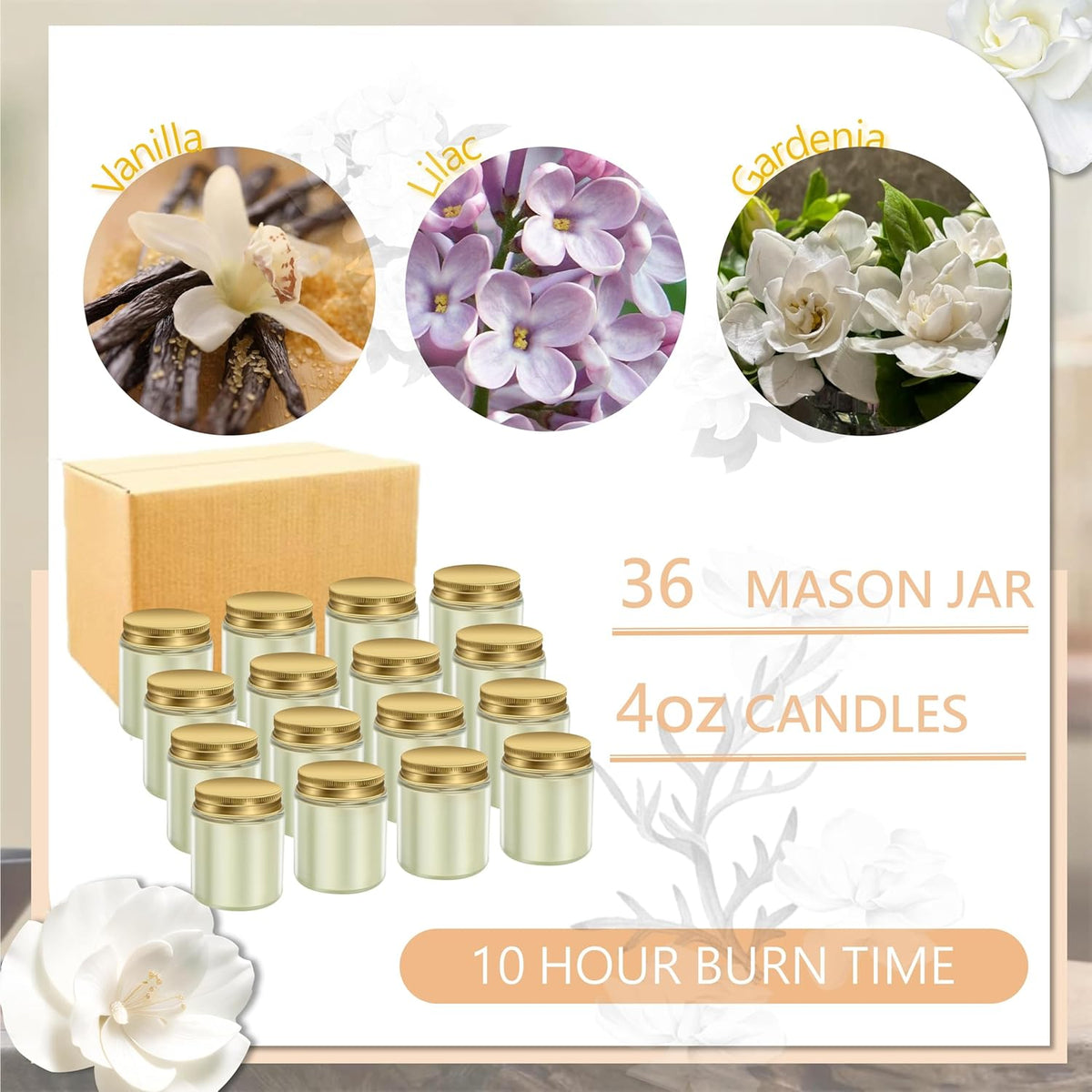 ACITHGL 36 Pcs 4oz Mini Mason Jar Candles Small Scented Candles Bulk Aromatherapy Ideal Souvenir