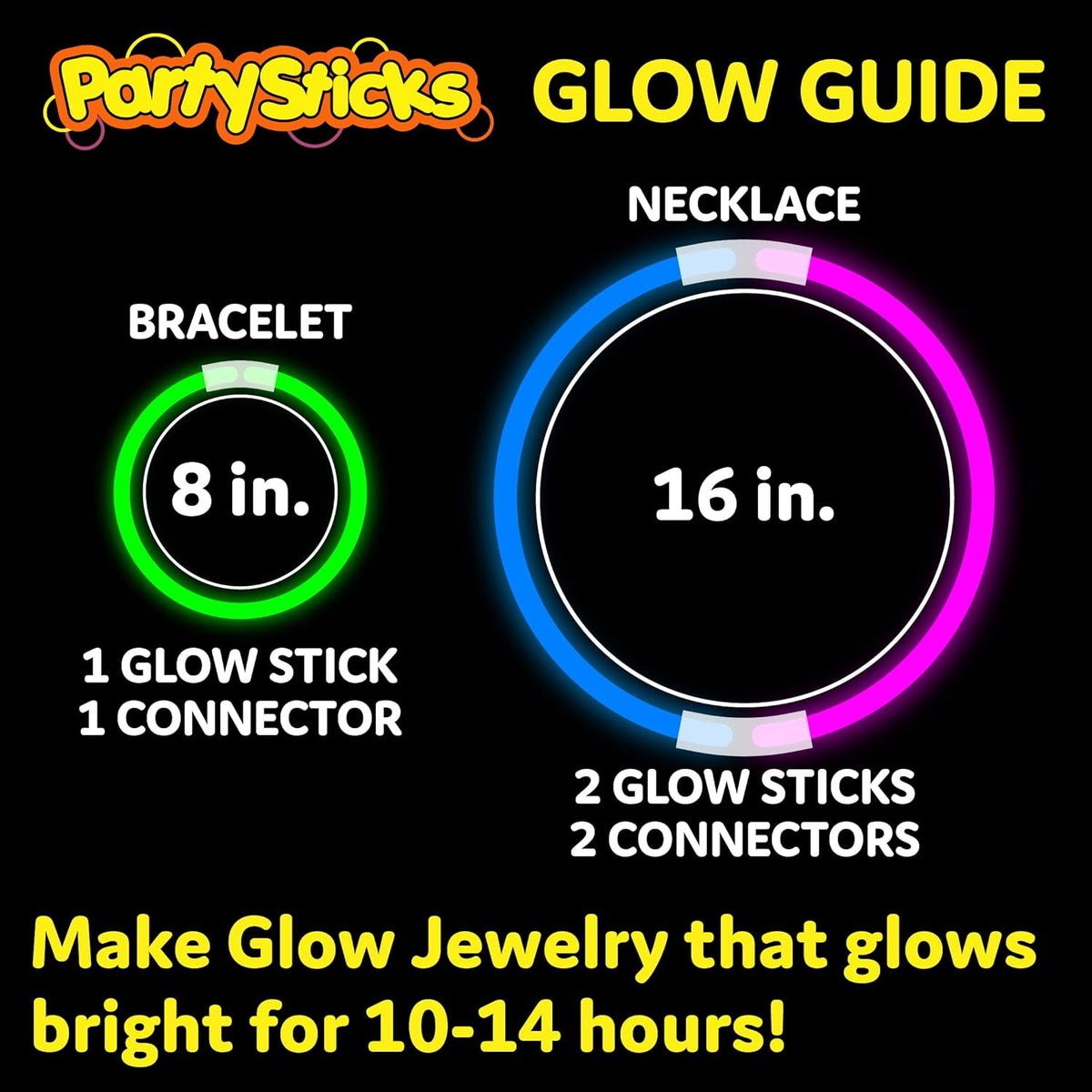 PartySticks Glow Sticks 800 pack - 8 Inch Glow in The Dark Light Up Sticks Party Favors, Glow Party