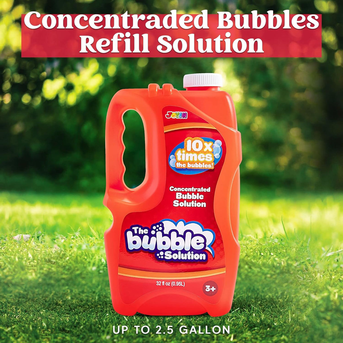 JOYIN 32 oz Bubble Solution Refills (Close to 1L/ 2.5 Gallon), Concentrated Solution for Bubble