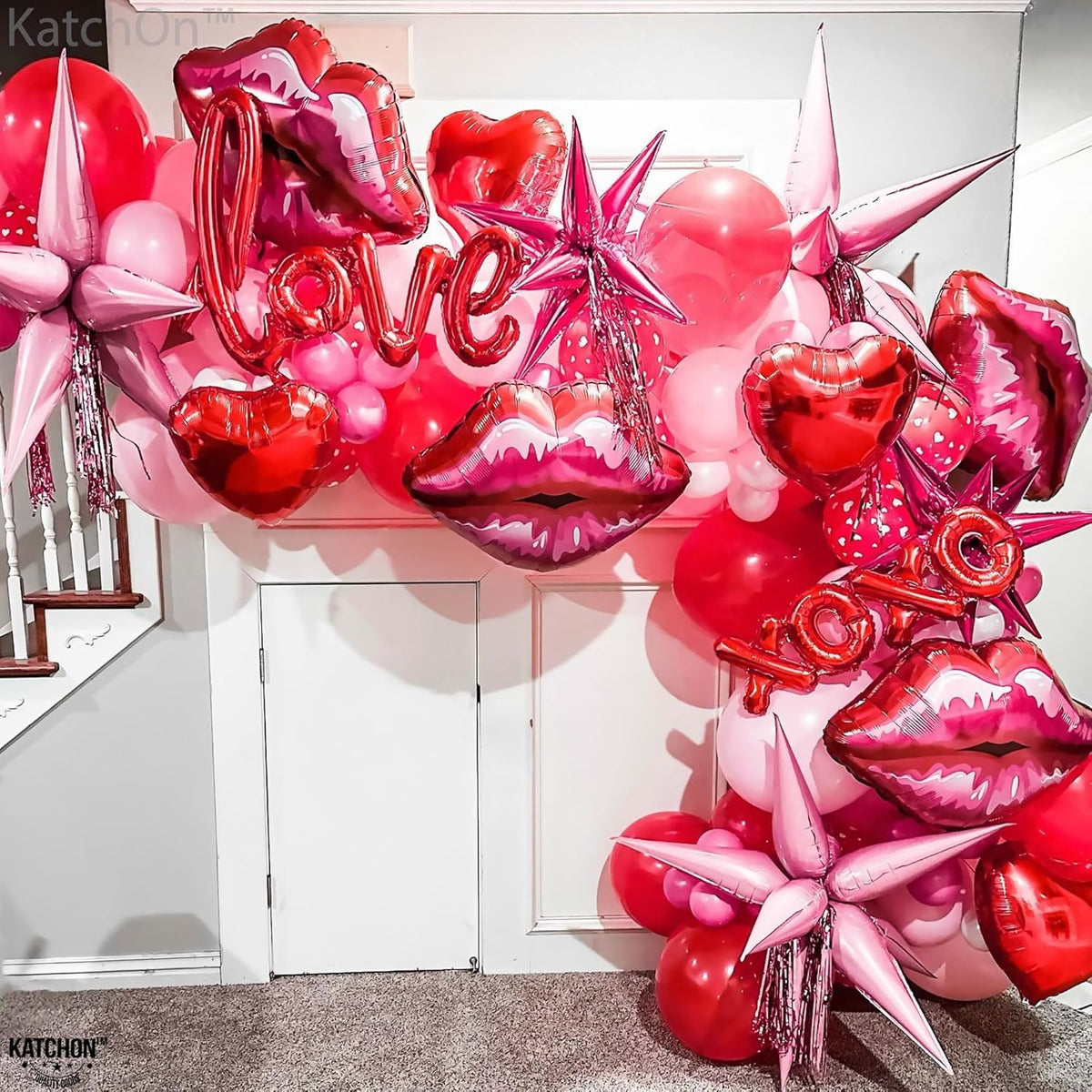 KatchOn, Huge Red Lip Foil Balloon - 30 Inch, Pack of 4 | Cute Kiss Balloons for Lips Balloon