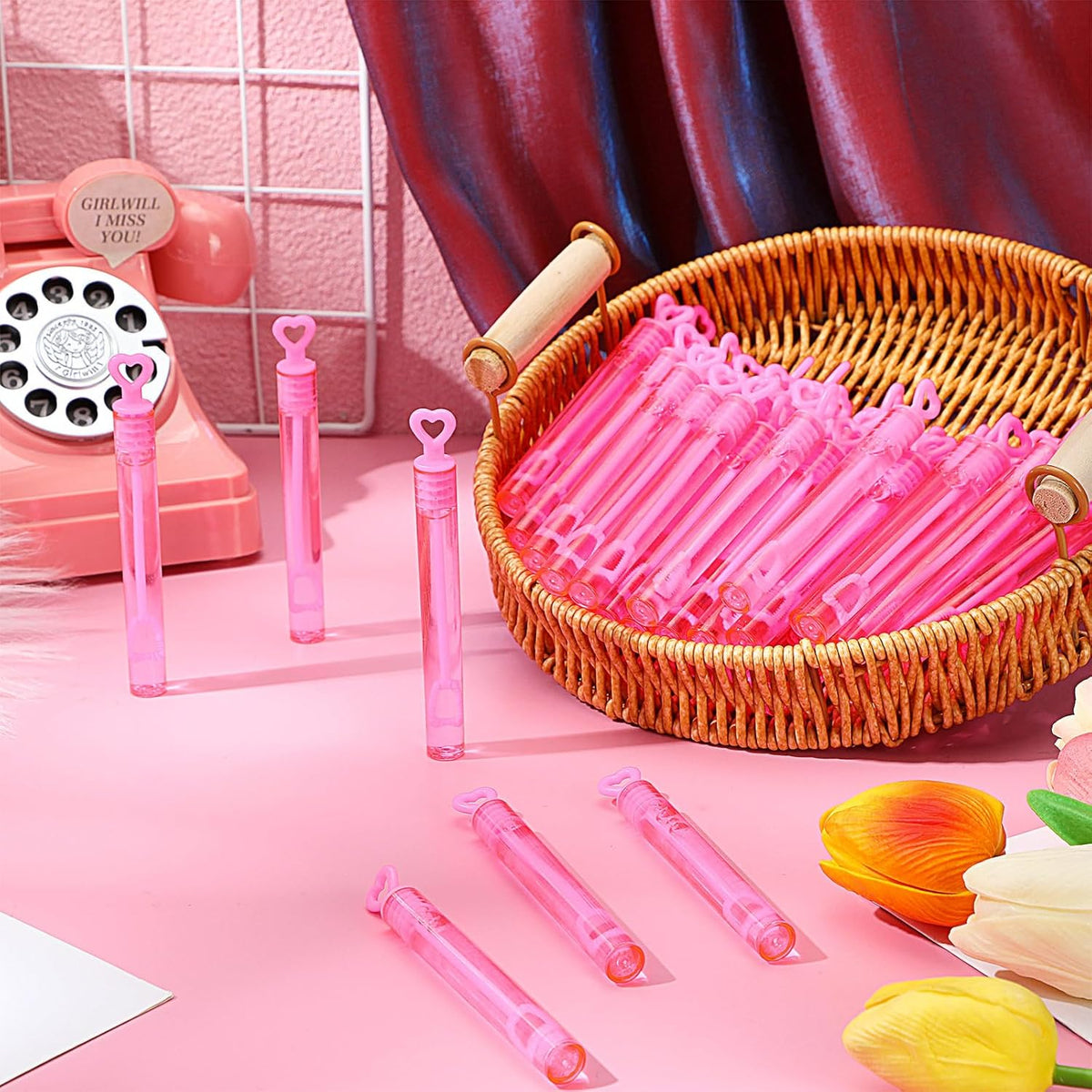 150 Pcs Bubble Wands Bulk for Wedding Party Mini Heart Wand with Bubble Solution for Wedding Bridal