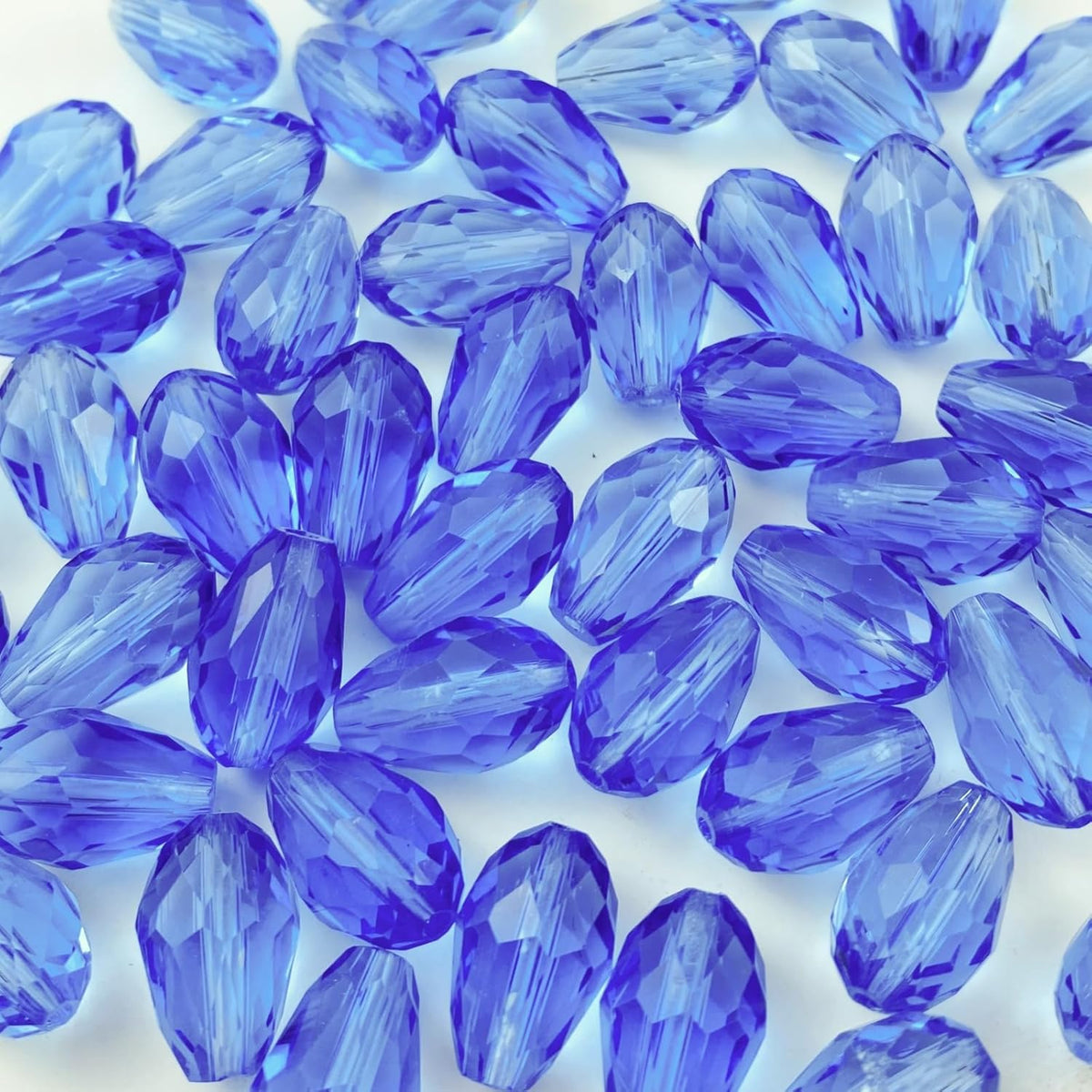 130pcs 6x8mm Teardrop Crystal Glass Beads Vertical Hole Faceted Glass Teardrop Spacer Beads for