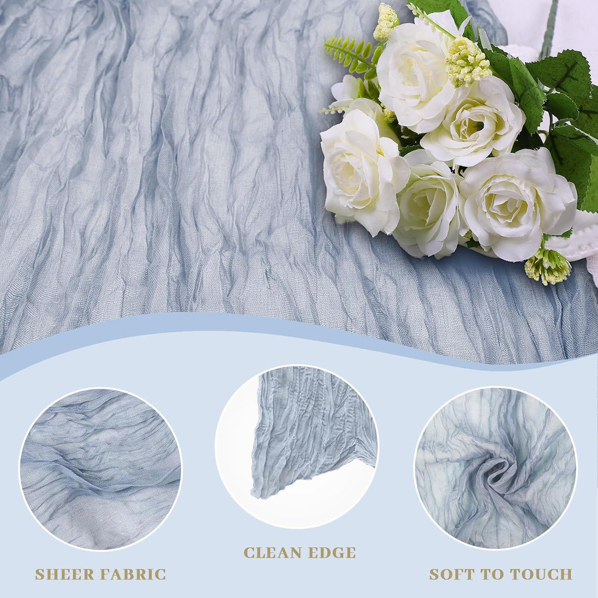 Le courant 6pcs 10Ft Cheesecloth Table Runner, Rustic Boho Gauze Cheese Cloth Runner Table Runner