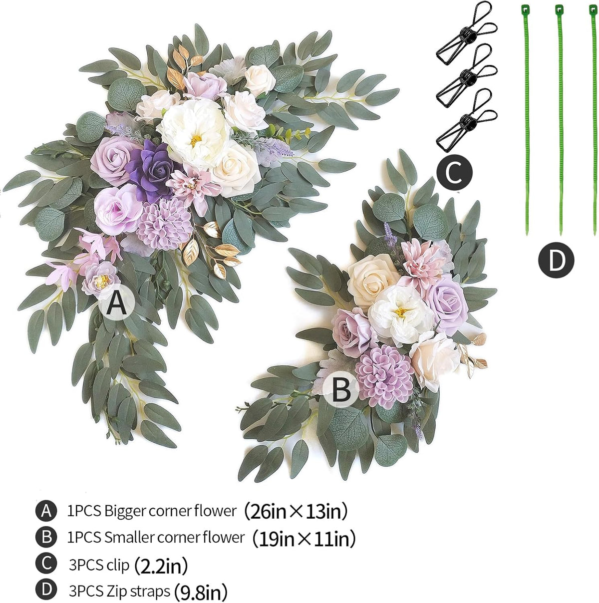 Faux Flower Swag Set of 2 for Wedding Welcome Signs Floral Swag Wedding Reception Ceremony Signs