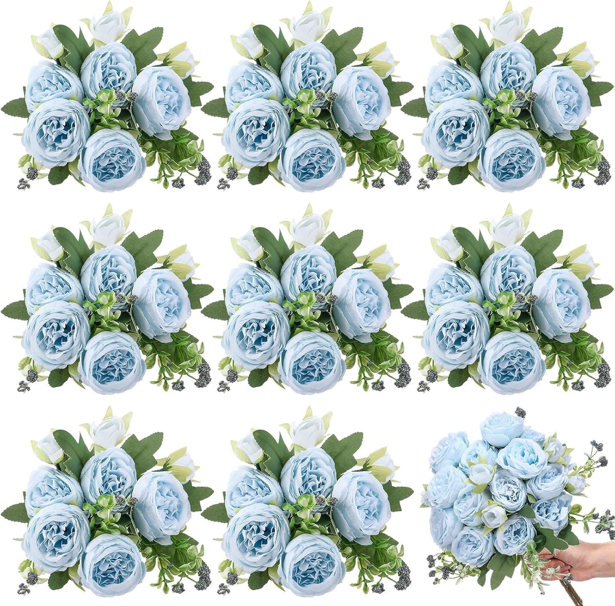 8 Bundles Artificial Peonies Flowers Boho Faux Flowers Arrangements Artificial Centerpiece Spring