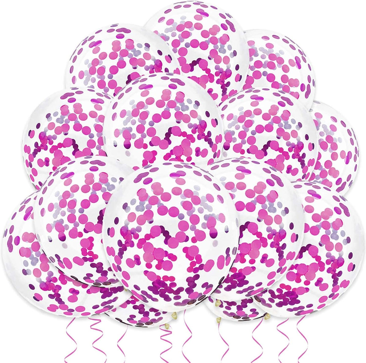 Hot Pink Confetti Balloons, 25 Pcs Thickened 12 Inch Clear Latex Balloon with Confetti Inside for