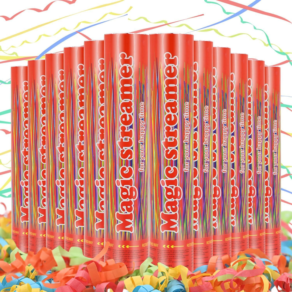 Confetti Poppers Multicolor Confetti Cannon 12 Inch Streamer Cannon 12 Pcs Multicolor Party Popper