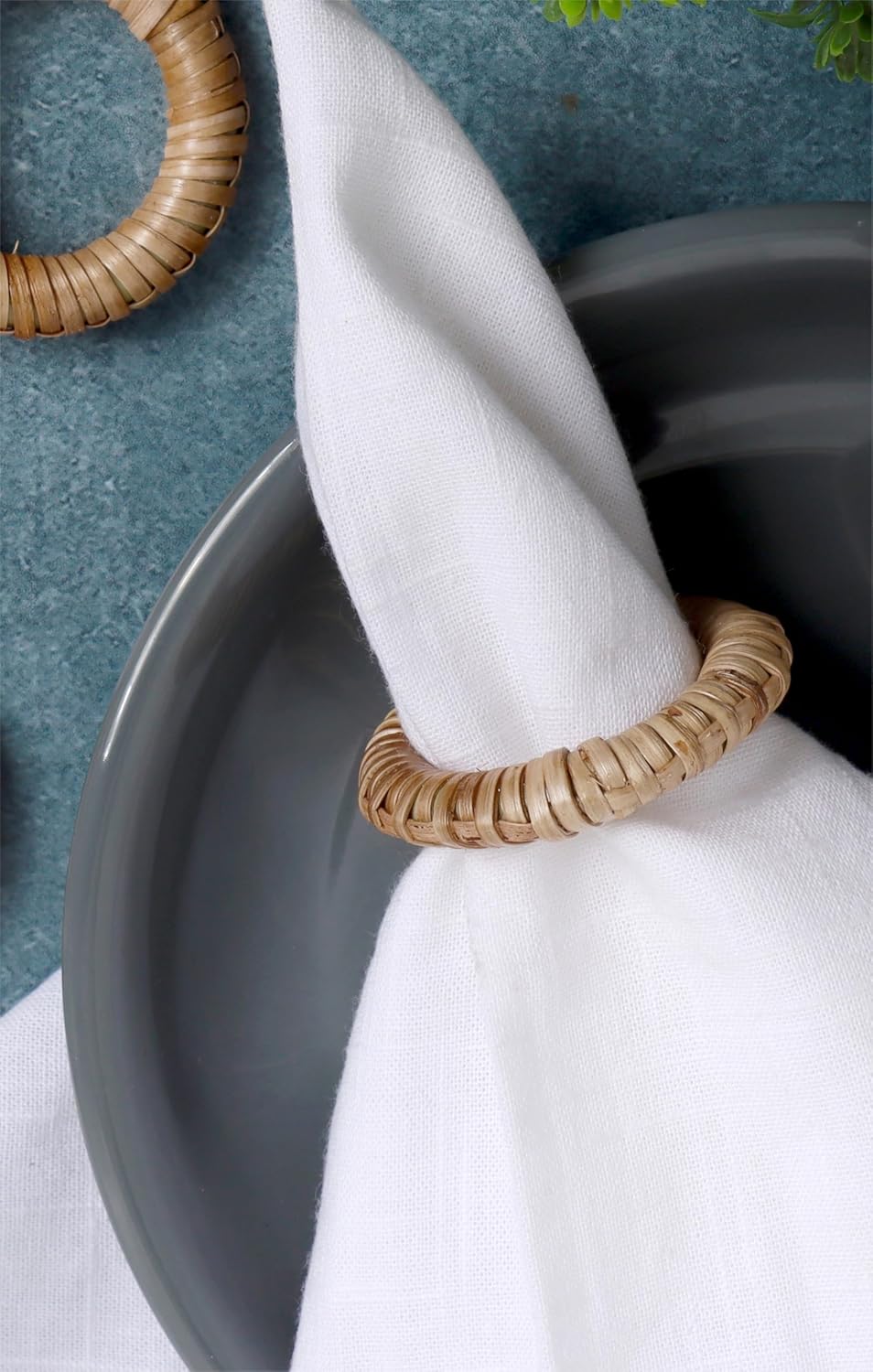 Woven Napkin Rings Set of 12 - Handmade Rattan Napkin Holders for Farmhouse Table Décor, Rustic