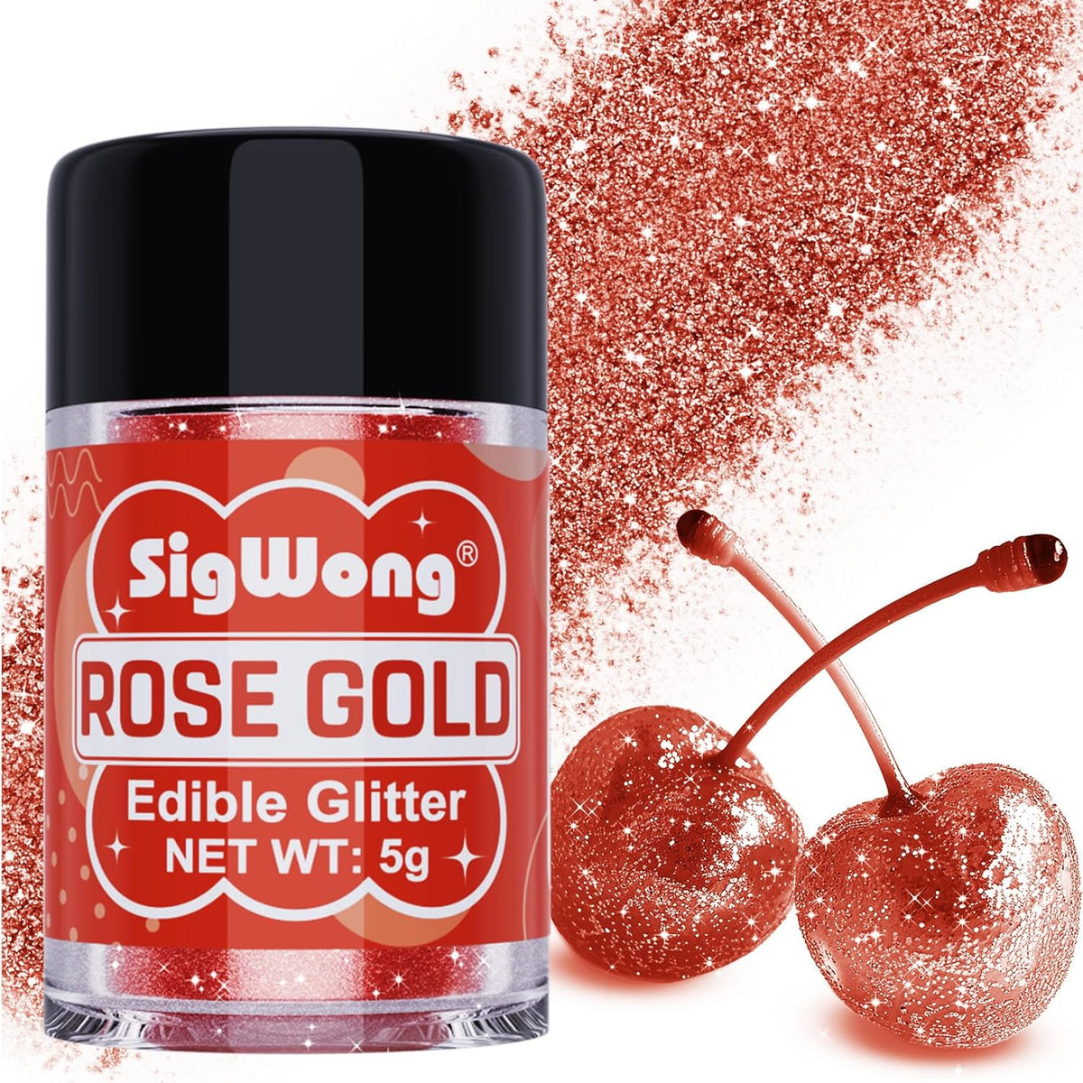 Rose Gold Edible Glitter - 5g Food Grade Cake Decorating Shimmering Glitter, Edible Sprinkle Luster
