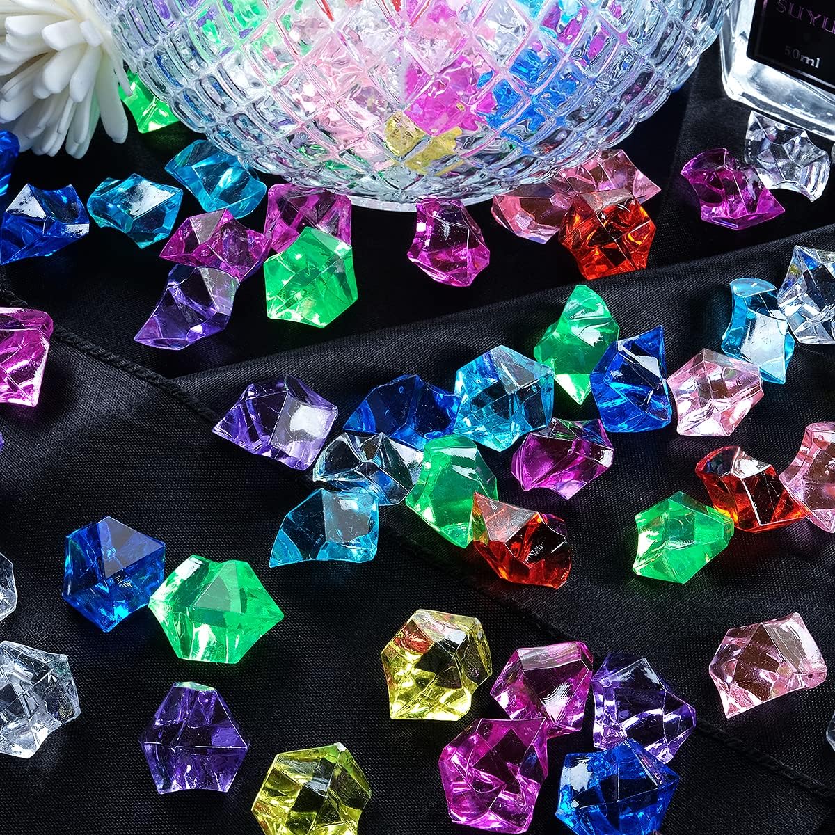 Acrylic Crushed Ice Rocks, Babenest 150 PCS Fake Crystals Plastic Ice Cubes Diamonds Gems for Vase
