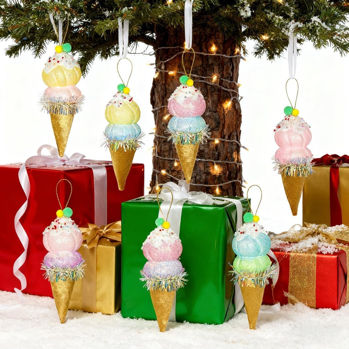 LANGXUN 6pcs Ice Cream Candy Land 2025 Xmas Birthday Party Suppiles Decoration, Hanging Candy Cane
