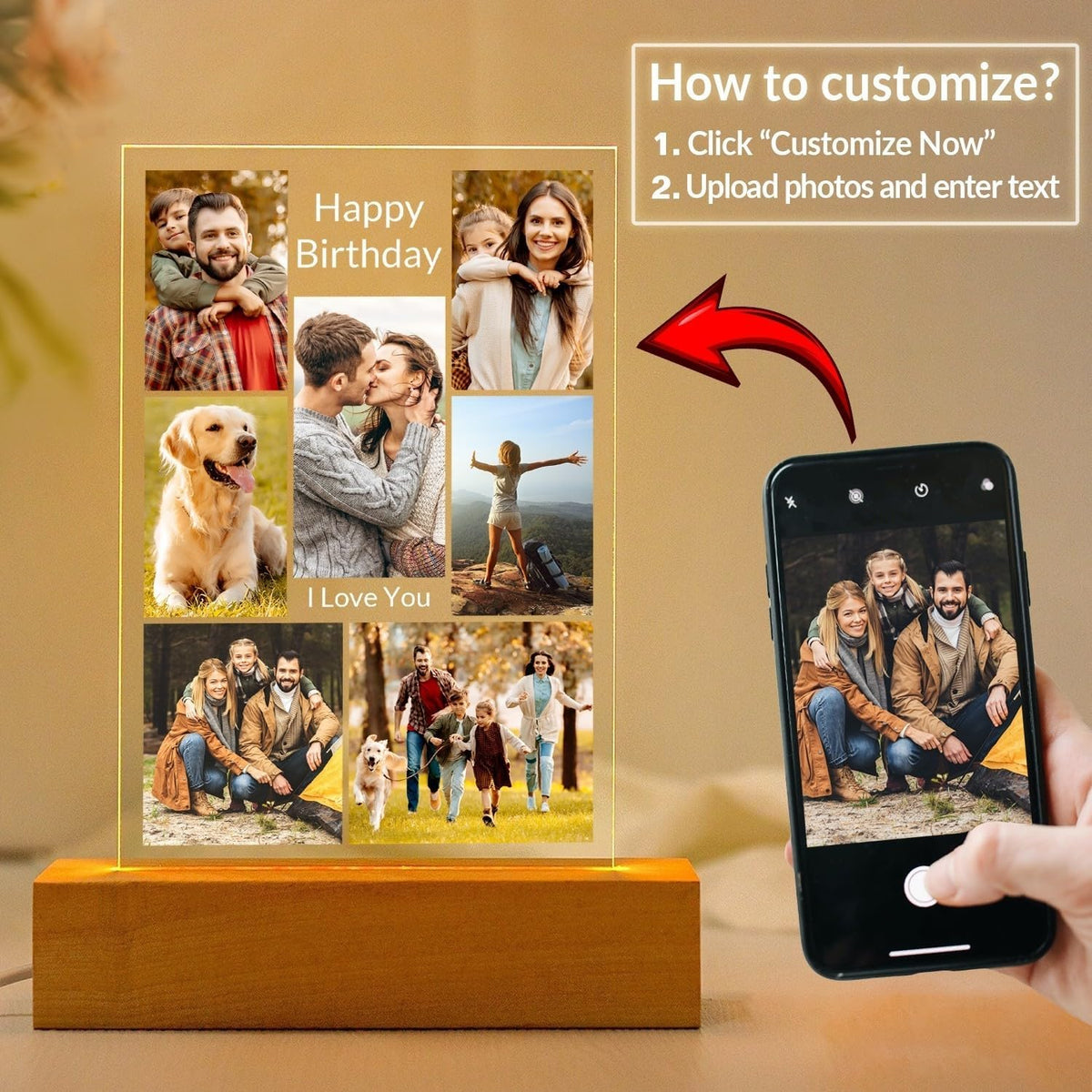 Personalized Birthday Gifts for Women and Men, Custom Picture Frames with Photo, Customized Photo