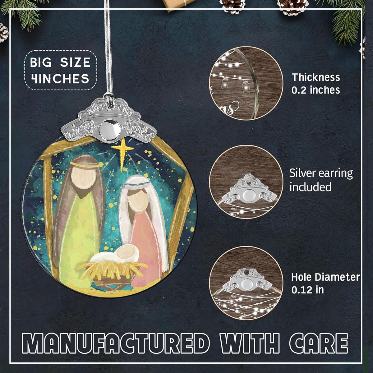 Christmas Ornament 2025, Nativity Acrylic Art, Jesus Gifts, Holiday Decoration, Car Interior Decor