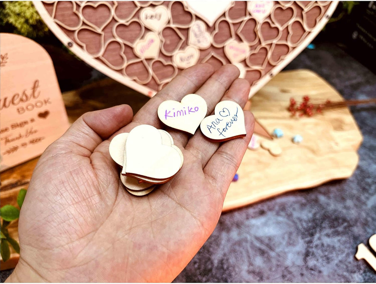Wedding Guest Book Unique Wooden Heart Alternative GuestBook Bridal Shower Wedding Decoration with