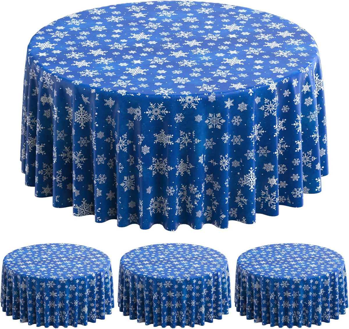 Jectivs 3 Pieces Christmas Snowflake Plastic Party Tablecloth Decorations,Disposable White