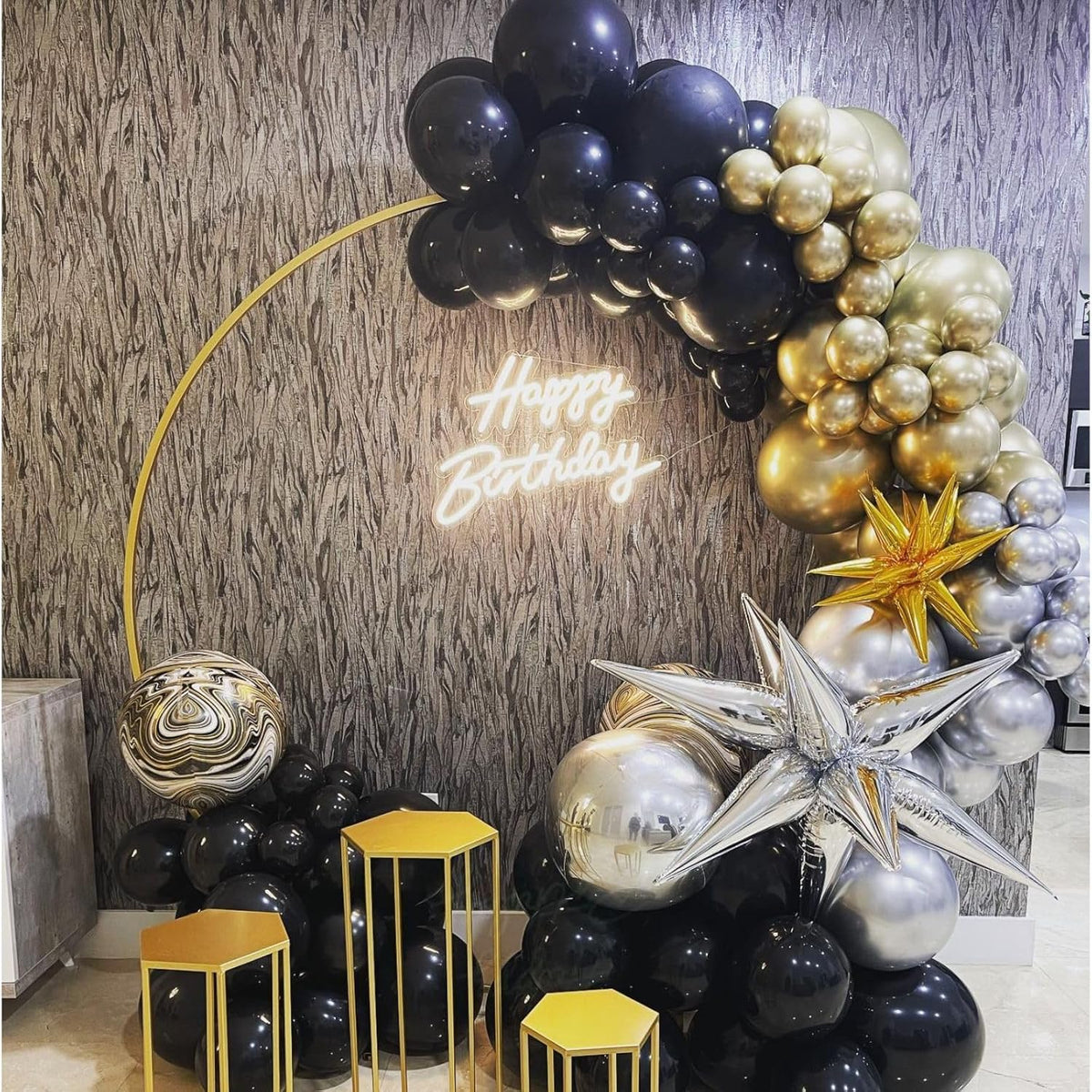 Paready Black and Gold Balloons, 60 Pcs 12 Inch Gold Confetti Balloon, Latex Party Balloons with