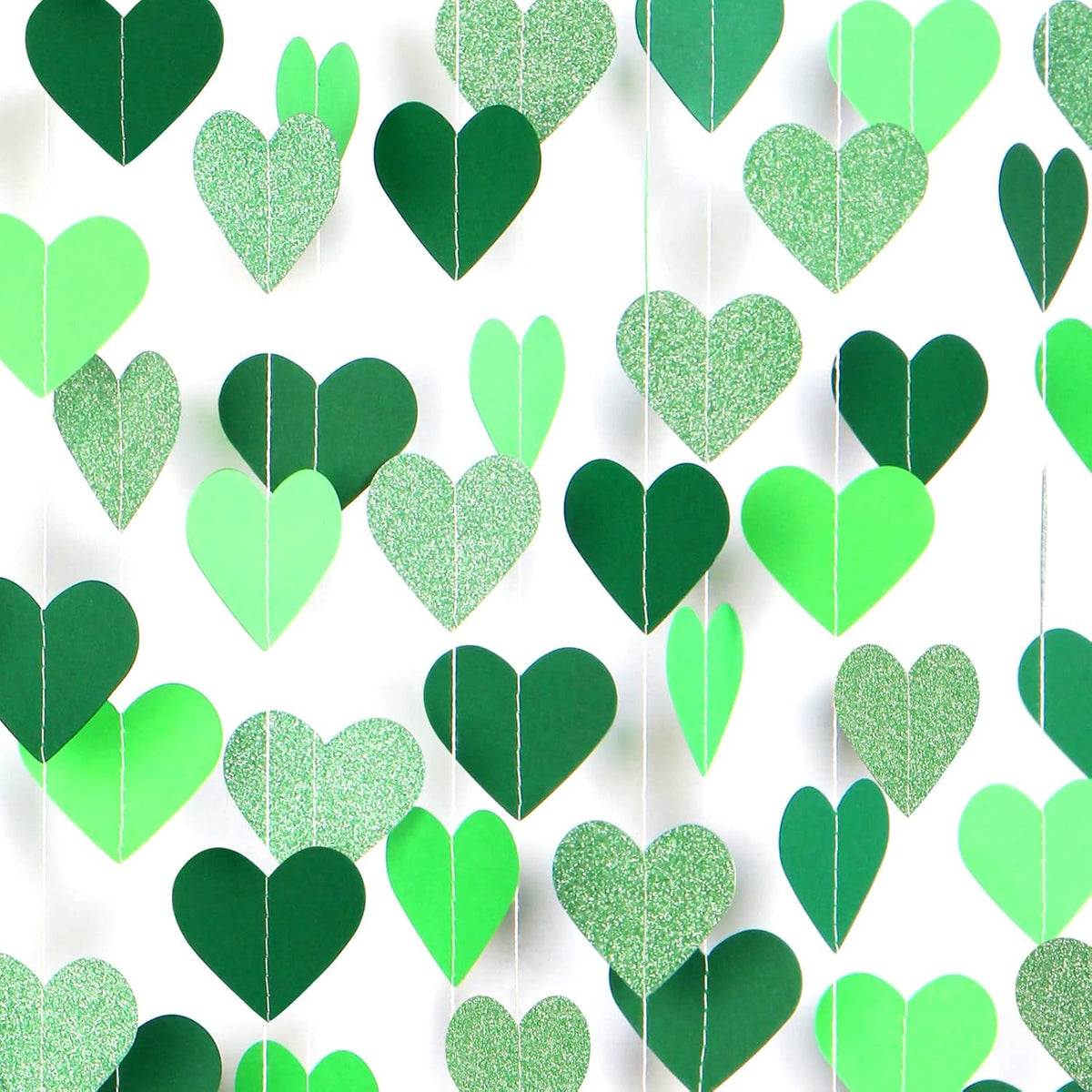 Green Party-Decorations Heart Paper-Garland Streamers-Banner - 52Ft St Patricks Day Decorations