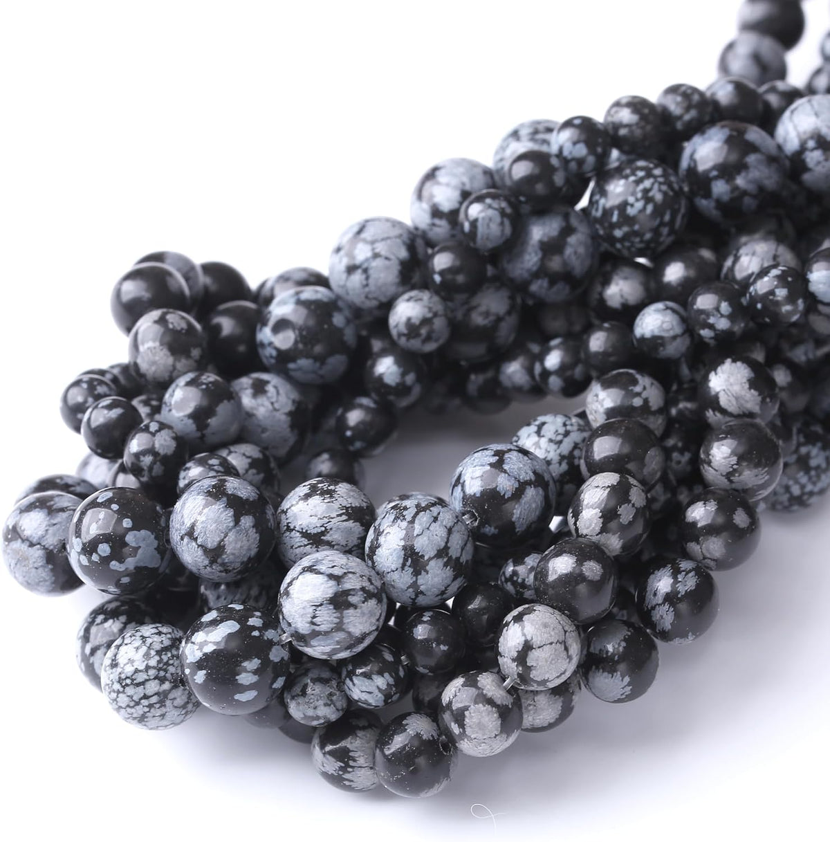 Snowflake Stone Beads for Jewelry Making DIY Craft Gemstone Beads Kit (8mm, 45pcs) Smooth Healing