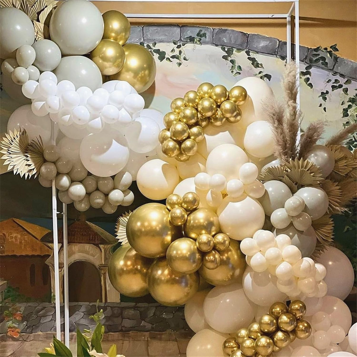 Beige White Gold Balloons, 60Pcs Beige White Sand Metallic Gold Confetti Balloons for Girls