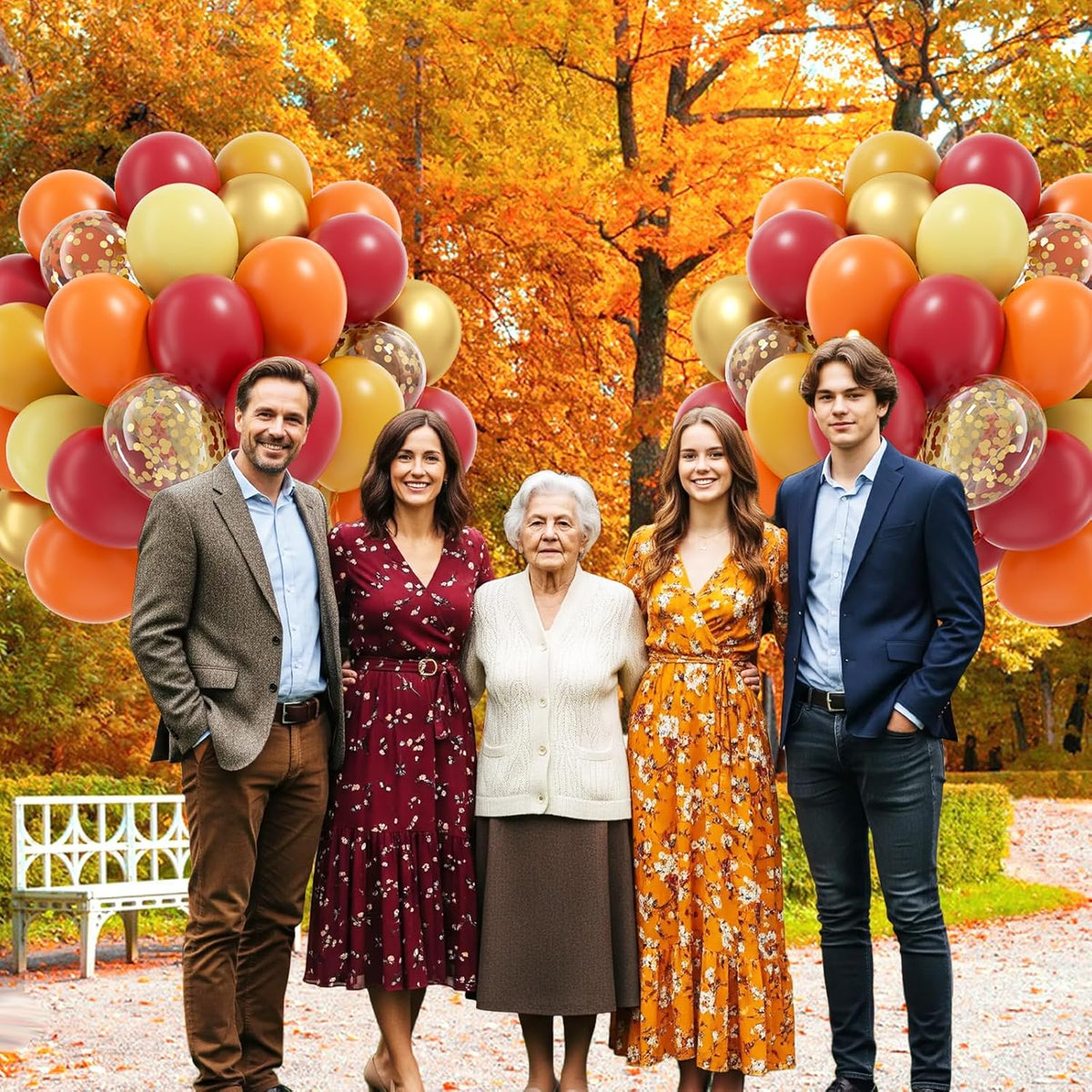 60pcs 12inch Fall Thanksgiving Balloons with Burgundy Burnt Orange Pastel Mustard Yellow Metallic