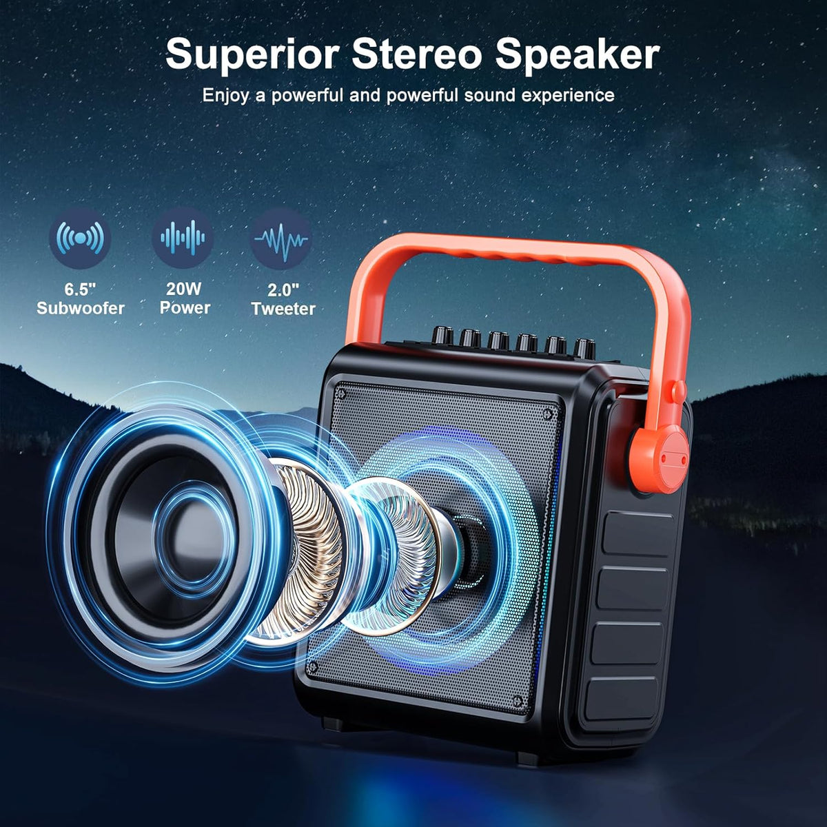 Karaoke Machine,8000mAh Portable Bluetooth Speaker with 2 Wireless Microphones for Adults &