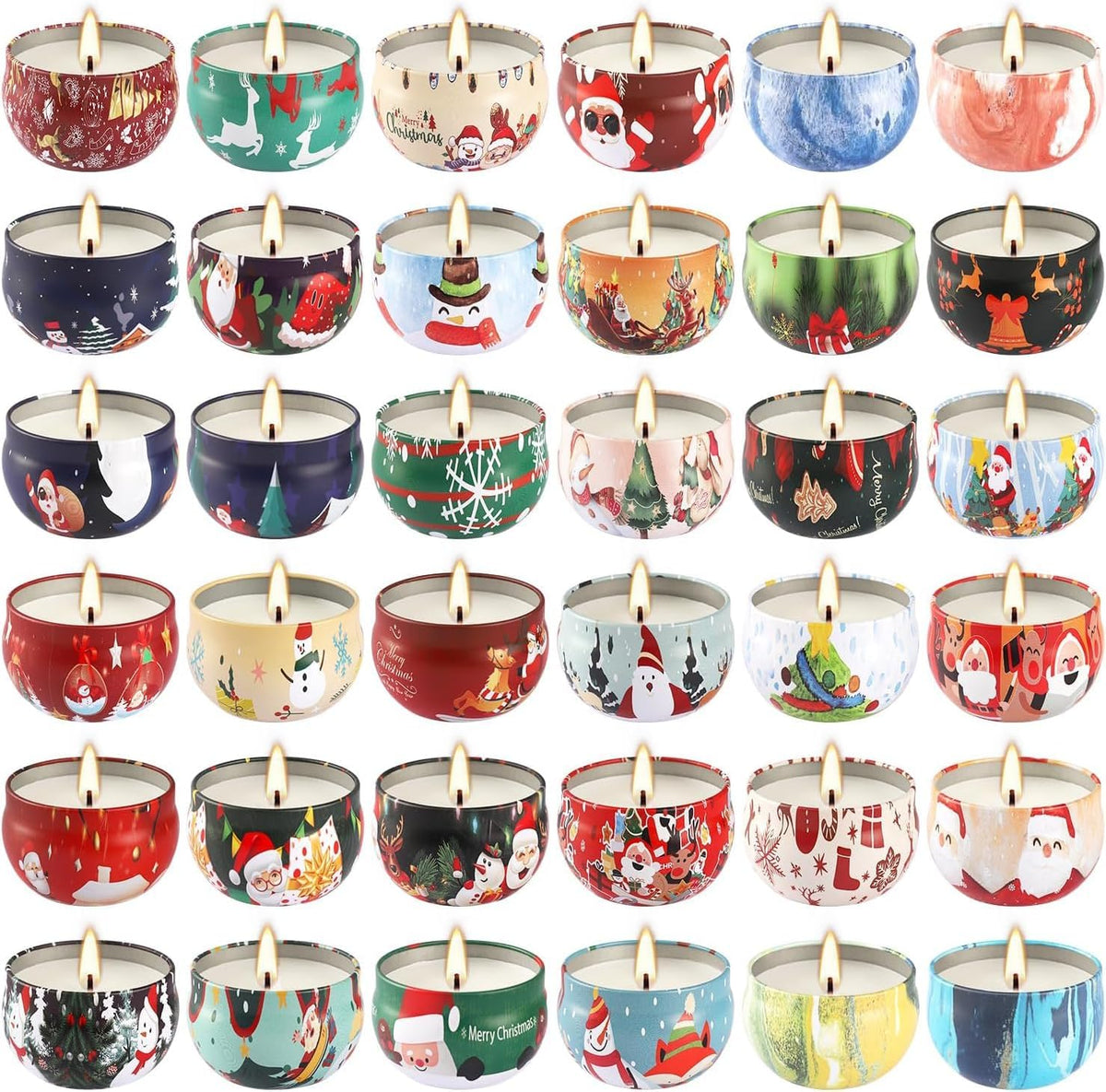 36 Pack Christmas Scented Candles Set for Home, Relaxing Stress Relief, Aromatherapy - Natural Soy