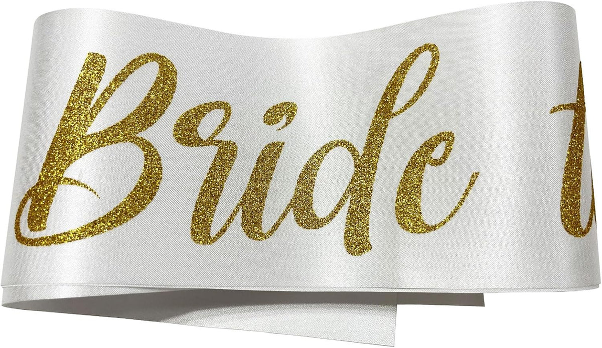 Bride to Be Sash White and Gold, Bride Sash Bachelorette Party Bridal Shower Sashes Bachelor