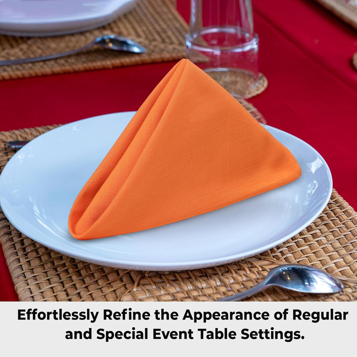 Urban Villa Cloth Napkins Halloween Dinner Napkins Solid Orange Color 20''x20'' (Set of 12) 100%