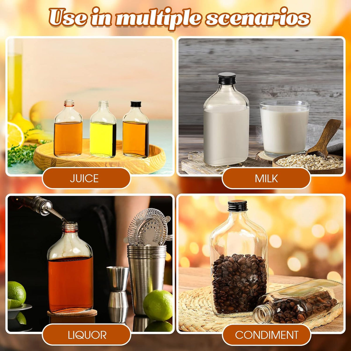 Patelai 32 Pcs Clear Glass Bottles with Caps Mini Glass Flask Liquor Bottles Empty Alcohol Shot