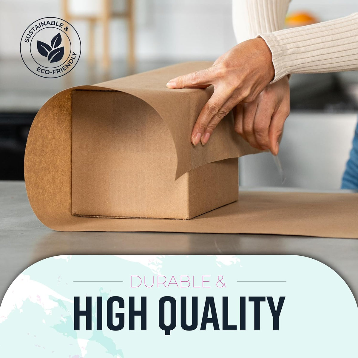 Large Brown Kraft Paper Roll - 36" x 2400" (200’) - Made in USA - Ideal for Gift Wrapping, Packing