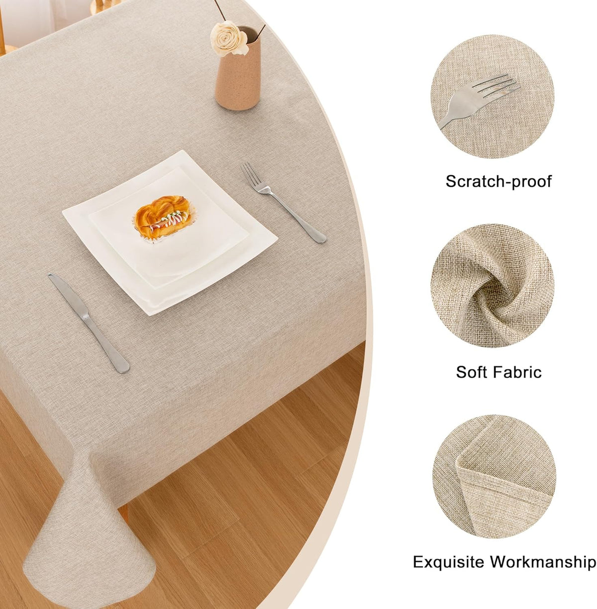 Hiasan 2 Pack Faux Linen Rectangle Tablecloth - Wrinkle and Stain Resistant Washable Table Cloth