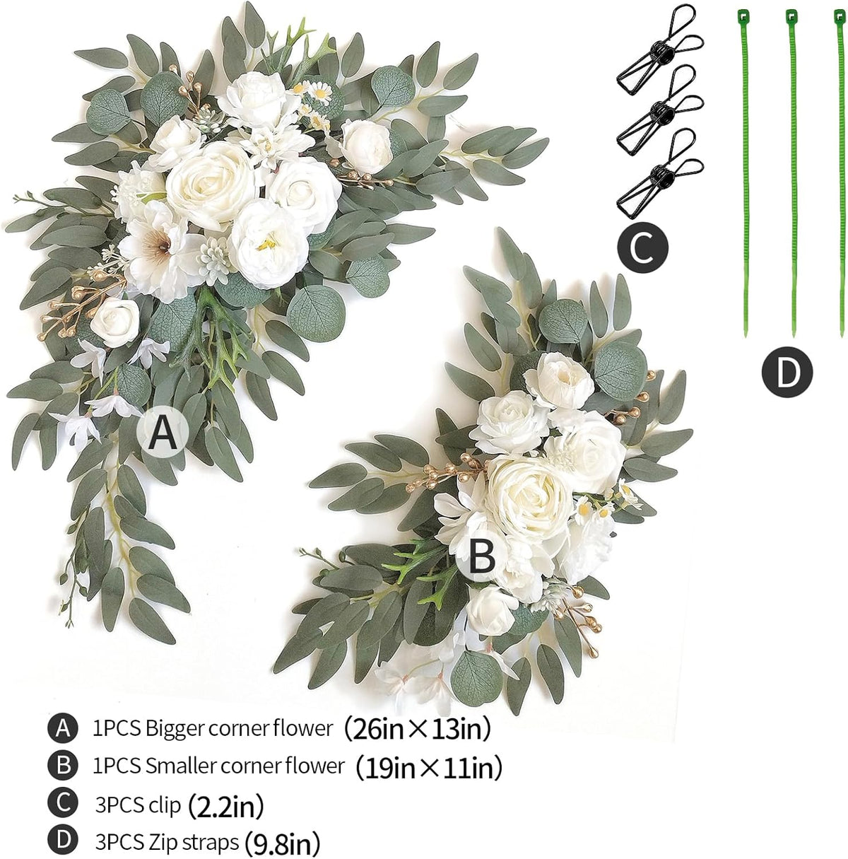 Faux Arch Flower Swag Set of 2 for Wedding Welcome Signs Floral Swag Wedding Reception Ceremony