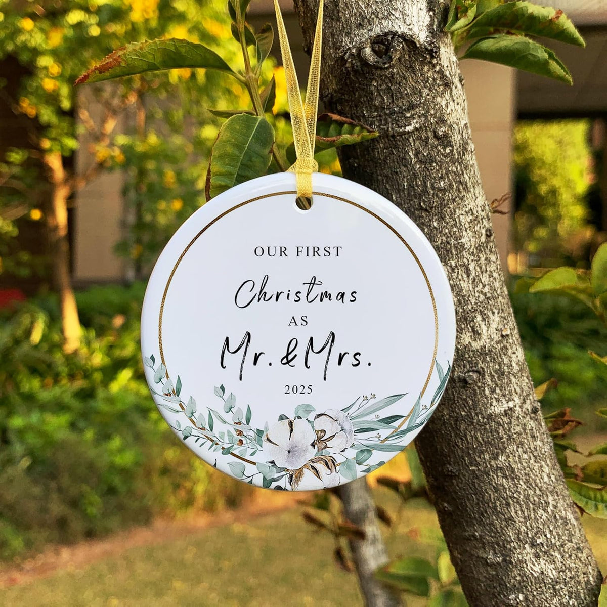 2025 First Christmas Married Ornament,First Year as Mr and Mrs Christmas Hanging Ornament Wedding