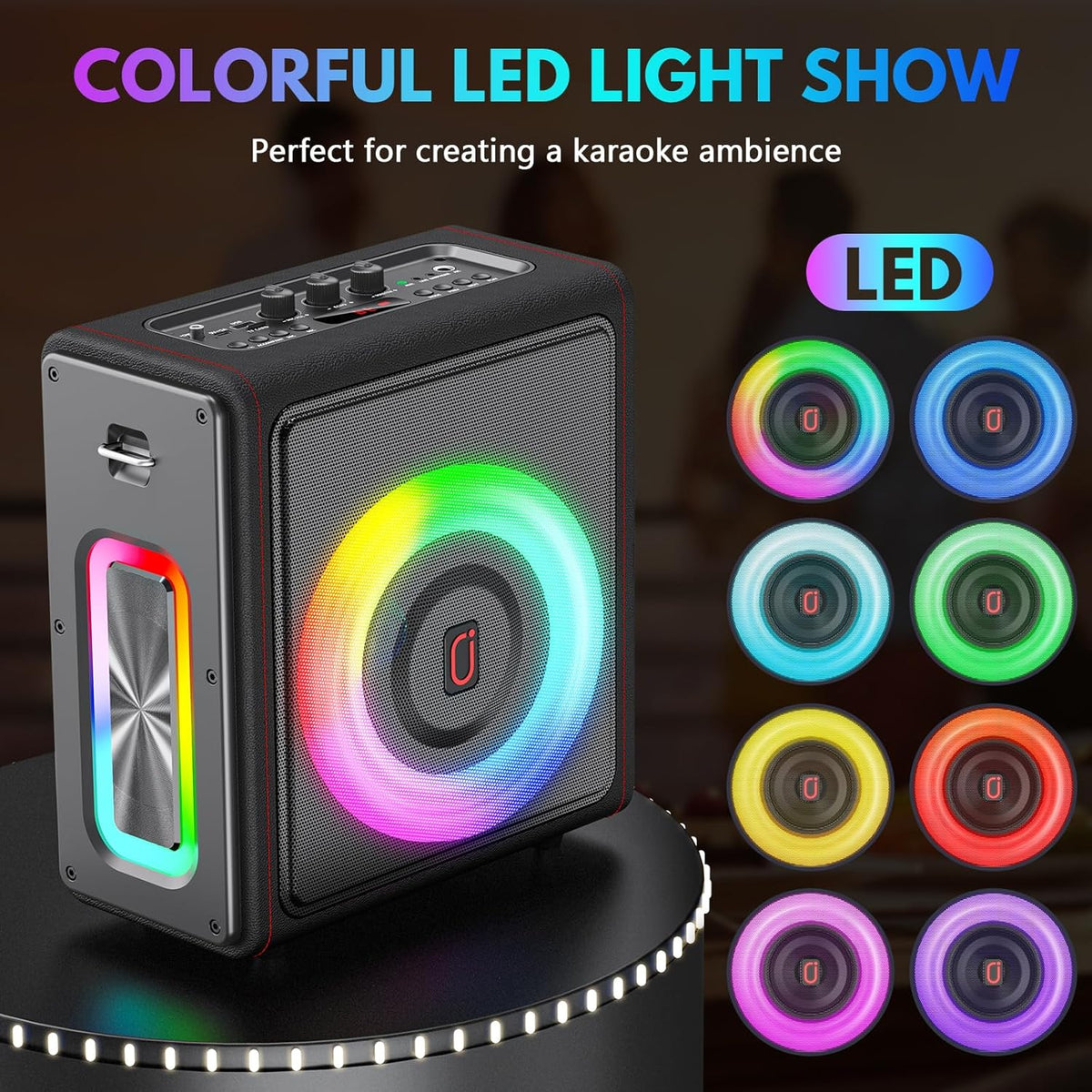 Karaoke Machine with 3 Wireless Mics | Bluetooth 5.3 Speaker with Echo Adjustment & Auto Pitch