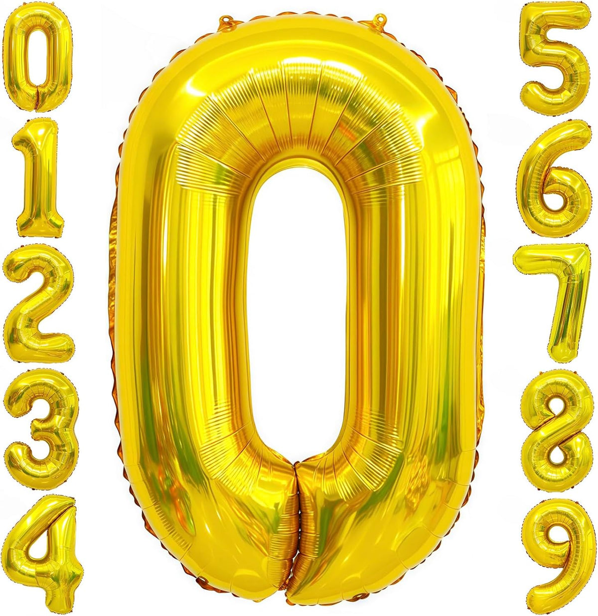 Gold 0 Balloon Number,40 Inch Number 0 Balloon Large Gold 0 Foil Mylar Helium Balloon for Birthday