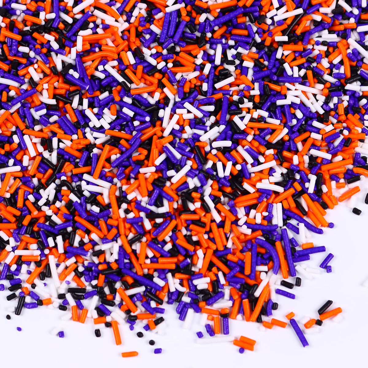 Edible Halloween Jimmies Sprinkles, Halloween Sprinkles, White, Purple, Orange, and Black