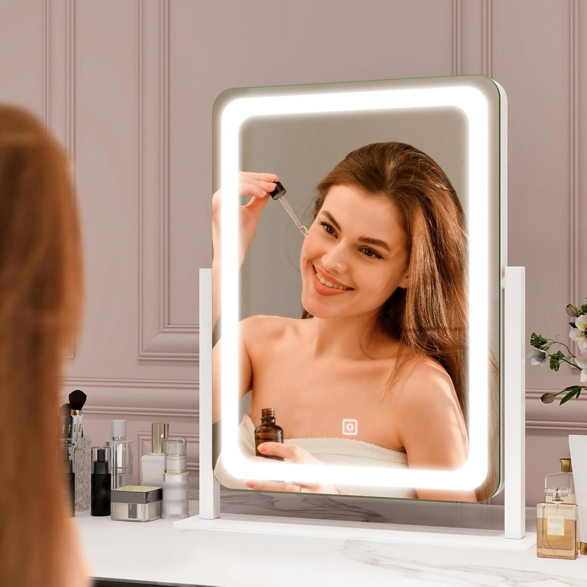 Vanity Mirror with Lights, 12.6"×15" LED Makeup Mirror, Lighted Makeup Mirror with Lights, Smart