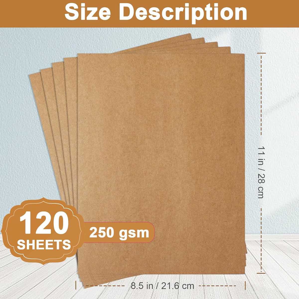 120 Sheets Brown Cardstock 8.5 x 11 Kraft Paper, 92lb Thick Printer Paper Card Stock for Greeting