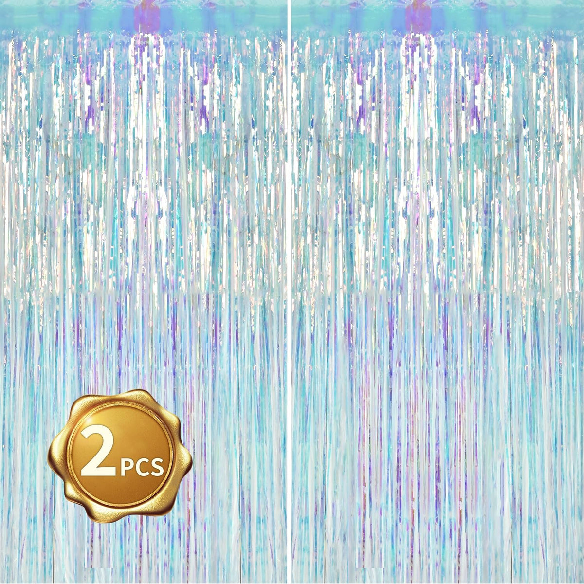 BEISHIDA 2 Pcs Door Streamers Curtain Iridescent Streamers Baby Shower Party Streamers Backdrop
