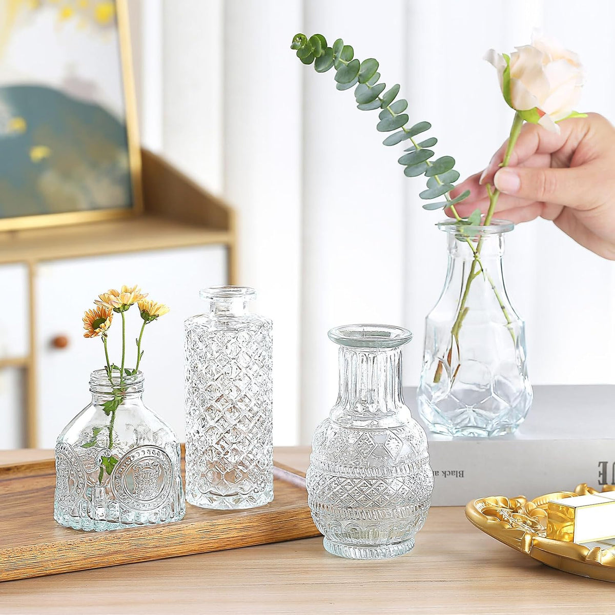 Glass Bud Vase 15 Pcs for Centerpieces Wedding,Home Decor,Bud Vases in Bulk for Flowers,Small Vases