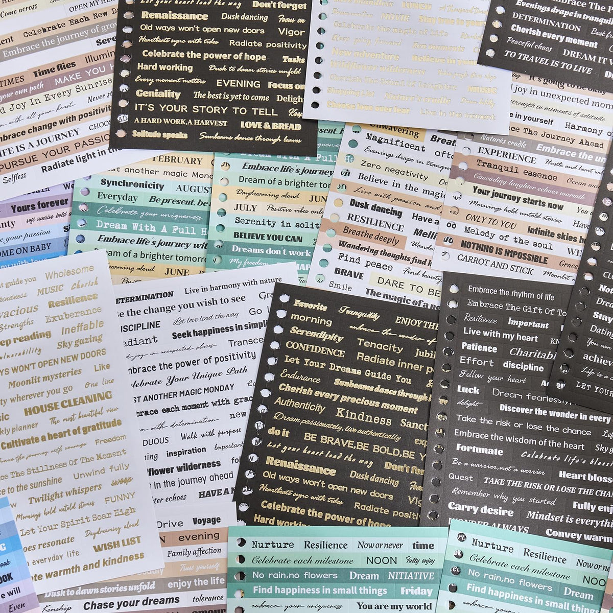 2500+ Pcs Word Stickers for Journaling, 50 Sheets Quote Sticker Gold Foil Art Scrapbook Supplies