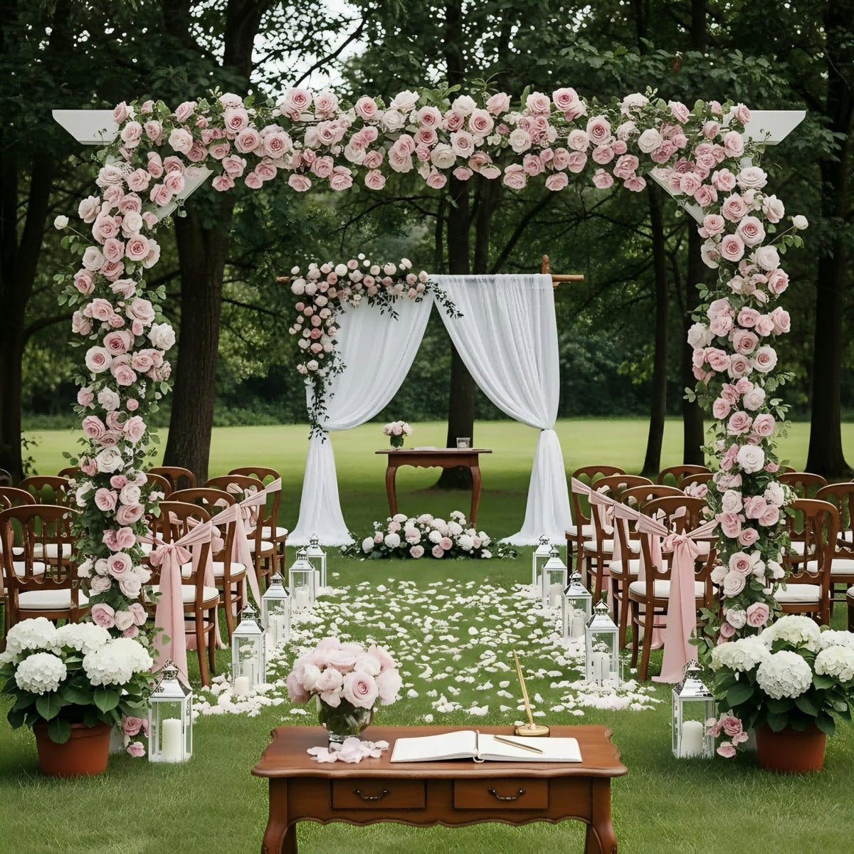 4 Pcs Pink Artificial Rose Vine Hanging Faux Flowers Garland for Wedding Anniversary Birthday Party