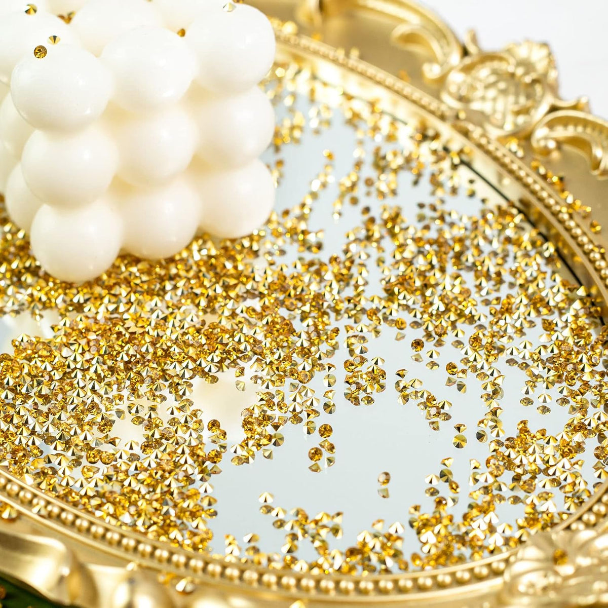 FUTUREPLUSX 28000PCS Fake Diamonds, 3mm Gold Acrylic Crystals Diamond Decorations for Vase Fillers