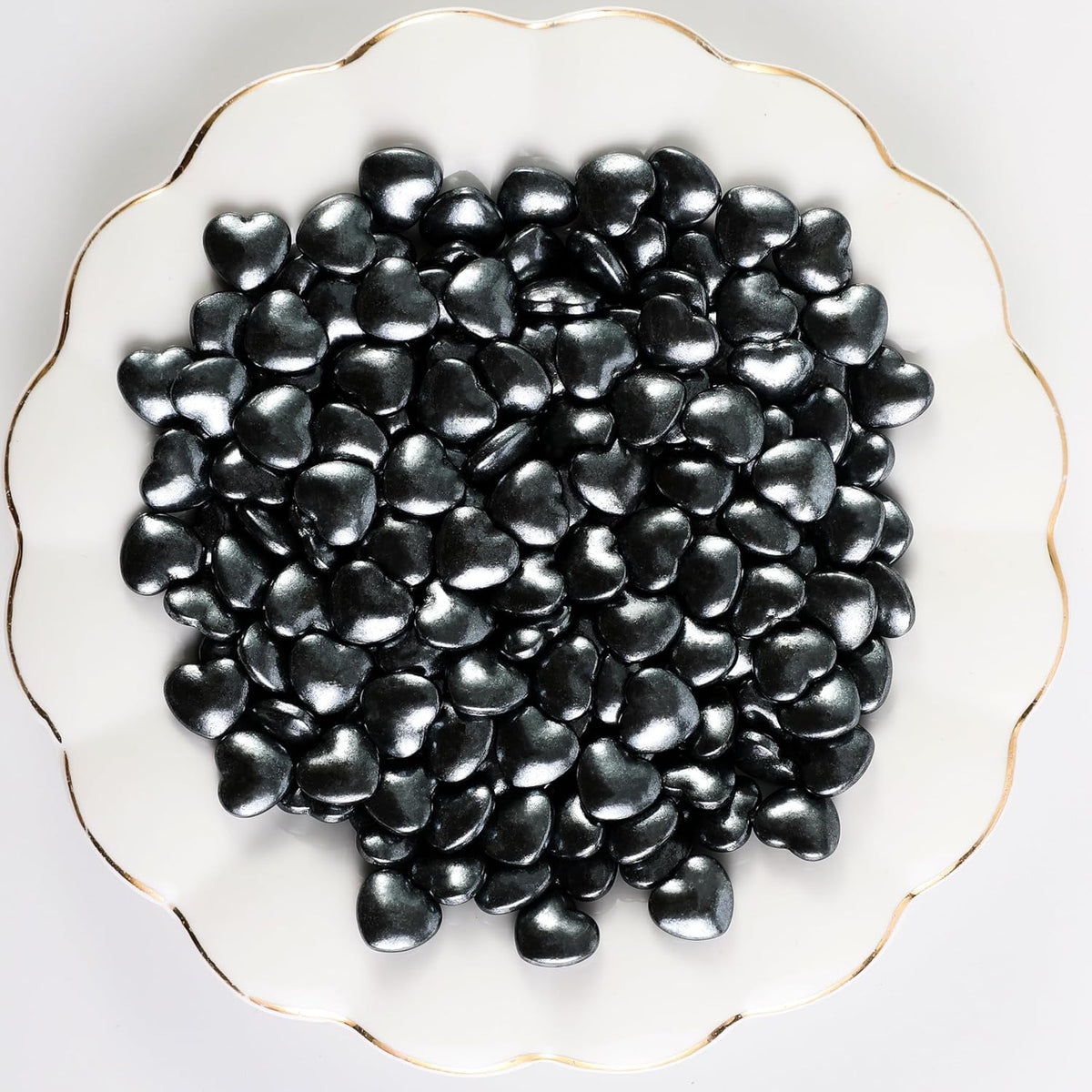 Kasvan Black Heart Shapes Sprinkles - Edible Candy Pearls 130g/4.58 Oz, Mix Size, Baking Cake