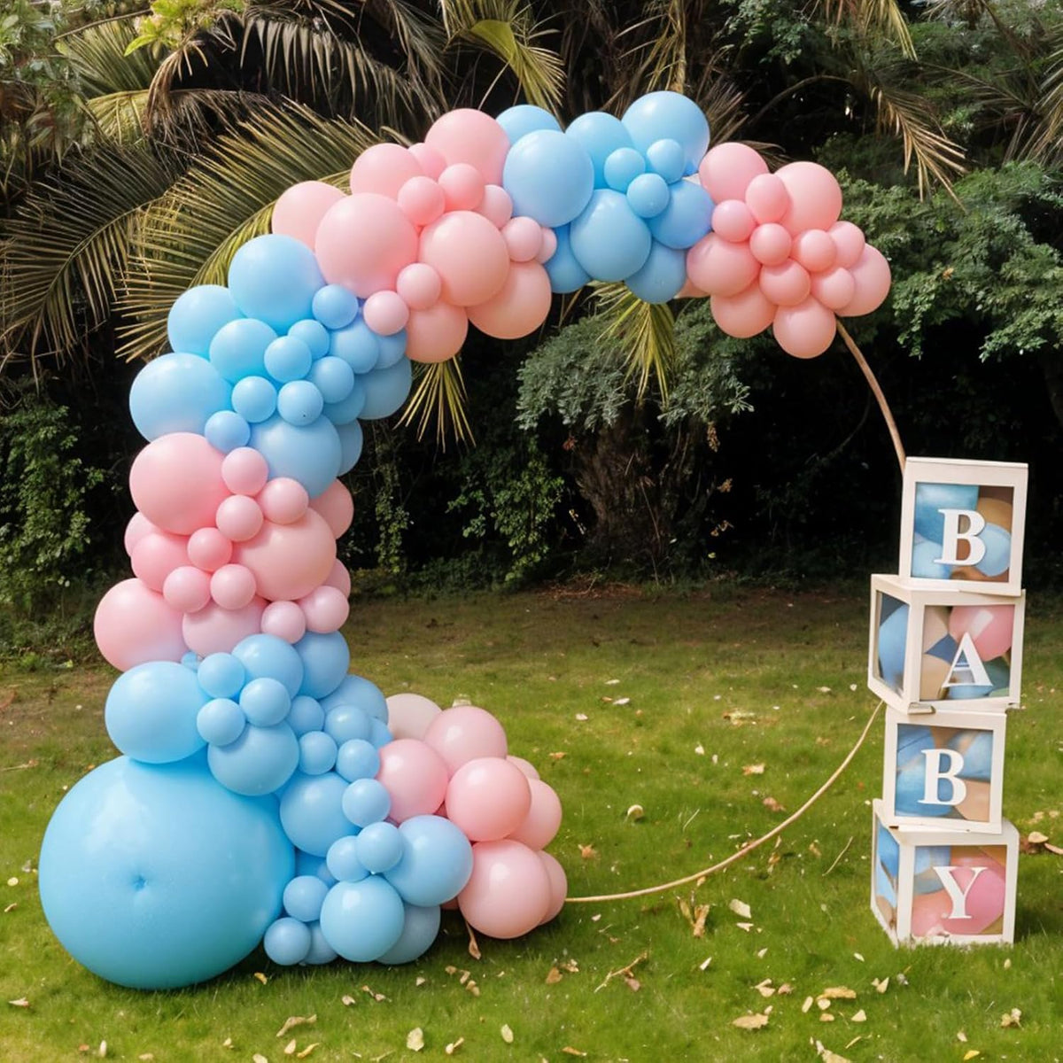 Pink and Blue Balloons, 60pcs Pearl Metallic Blue Pink Balloon With Two Types Confetti Balloons For