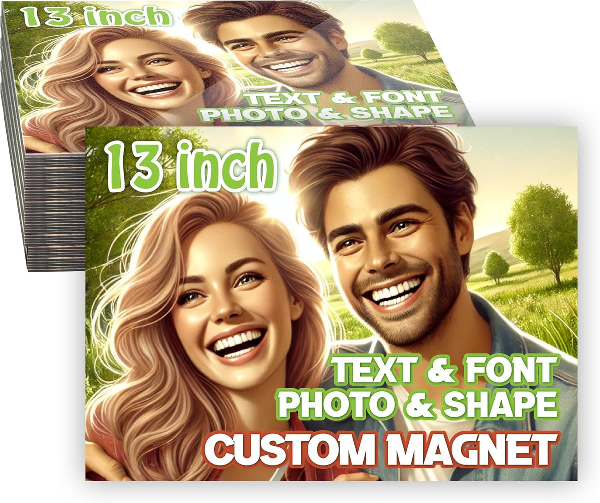 KETABAO – 13" Create Your Own Custom Refrigerator and Car Rectangle Photo Magnets - Personalized
