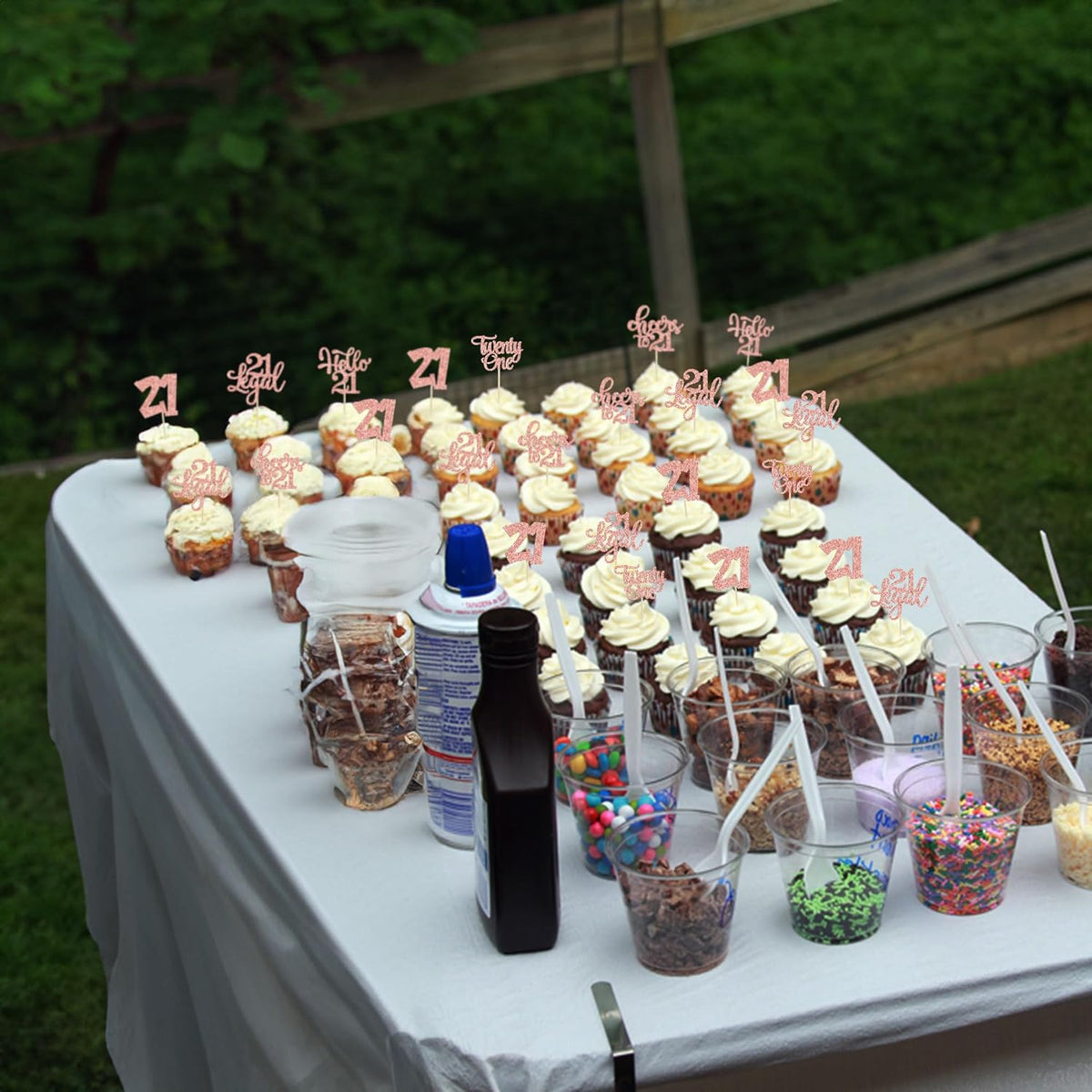 30pcs 21st Birthday Cupcake Toppers - Legal 21st Cupcake Picks - Cheers to 21 Years Old Cake