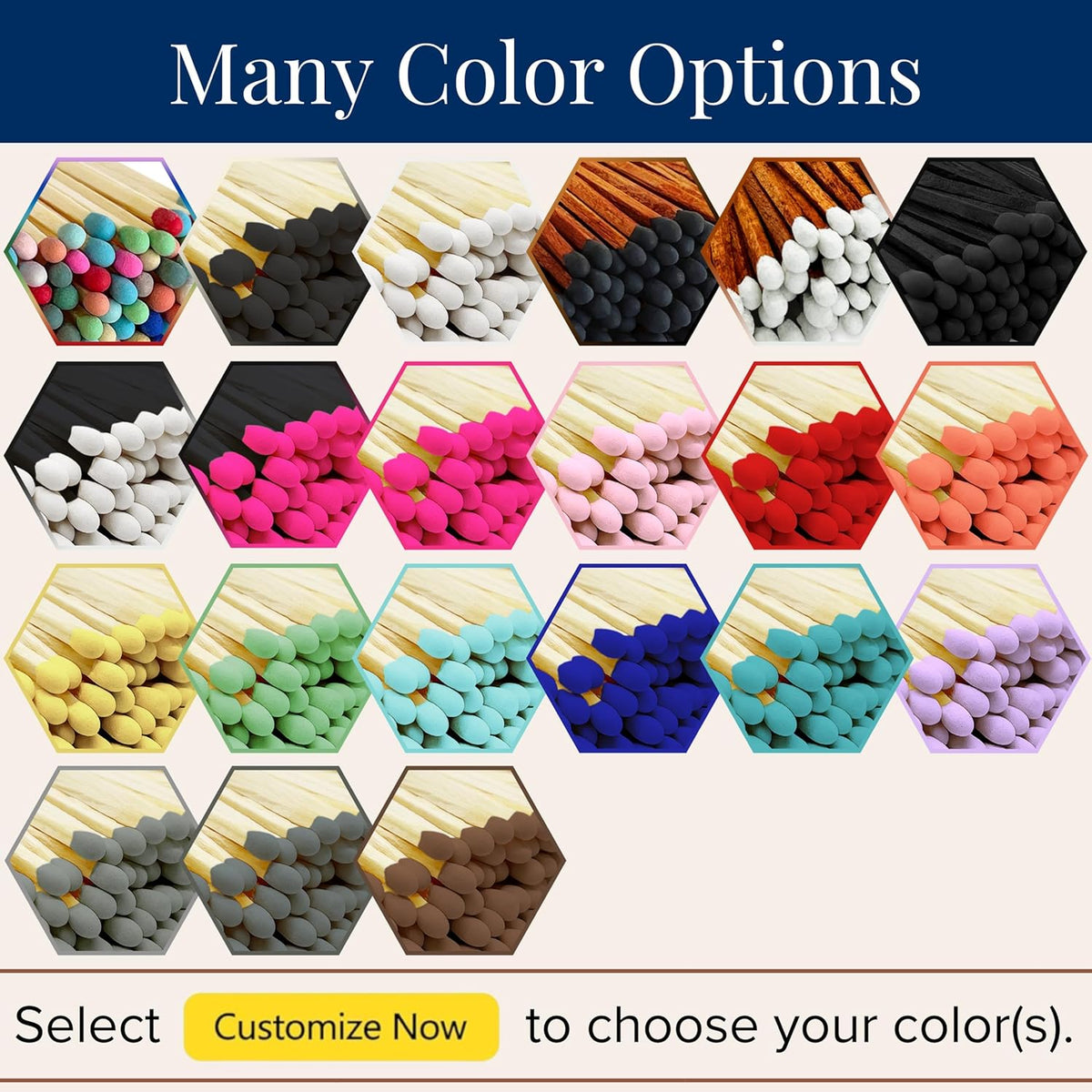 2" Choose Your Colors Safety Matches | Set of 300+ Bulk Artisan Matchsticks with Striker Stickers